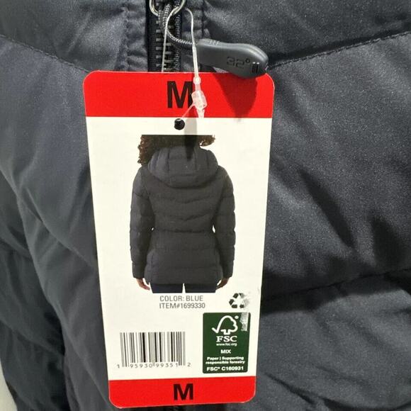 32 Degrees Heat Women's Winter Tech Blue Hooded Puffer Jacket Size M - Picture 9 of 10